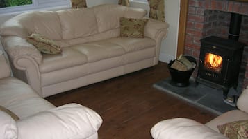 Smart TV, fireplace, DVD player, foosball