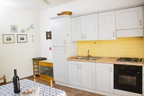 Fridge, oven, stovetop, cookware/dishes/utensils