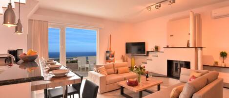 TV, fireplace, table football, ping pong