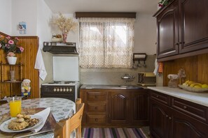 Fridge, oven, stovetop, electric kettle