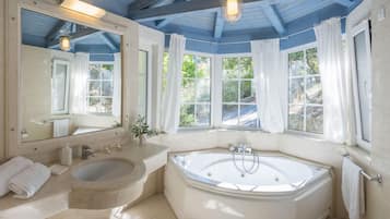 Combined shower/tub, hair dryer, towels