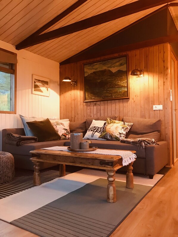 TV, video library, stereo