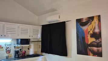 Réfrigérateur, micro-ondes, plaque de cuisson, cafetière/bouilloire