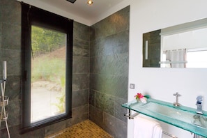 Ducha, secador de pelo, toallas