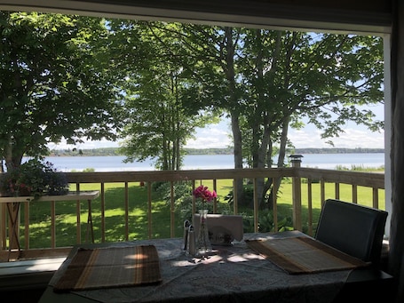 Outdoor dining. Waterfront honeymoon holiday home