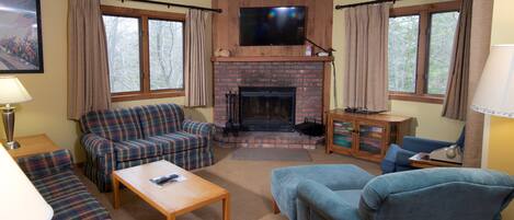 Televisión y chimenea