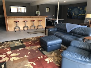 TV, DVD player, books, music library