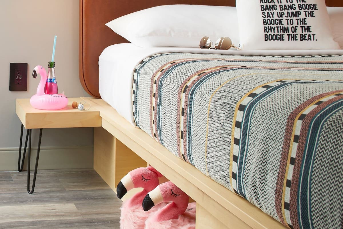 Pillow-top beds, desk, laptop workspace, blackout curtains