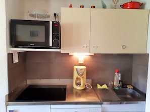 Réfrigérateur, micro-ondes, plaque de cuisson, lave-vaisselle