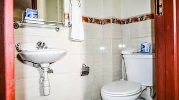 Shower, towels, toilet paper