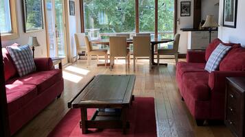 Smart TV, DVD player, ping pong, books