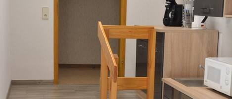 Fridge, microwave, oven, electric kettle