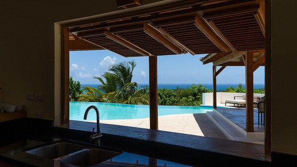 Outdoor pool, an infinity pool - Villa WOW: 1 million dollar ocean + sunset view (Las Terrenas)