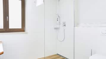 Een douche, gratis toiletartikelen, een haardroger, handdoeken