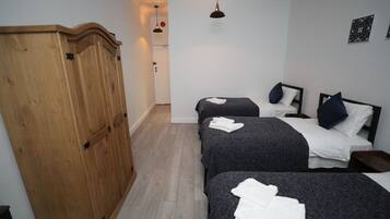 1 bedroom, desk, blackout curtains, iron/ironing board