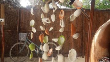 Shower, towels, soap, toilet paper