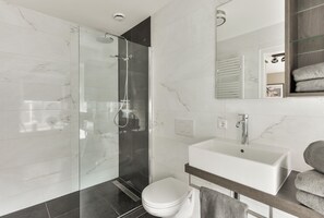 Shower, hair dryer, towels - Hotel aan de Haven (room 2) (Volendam)