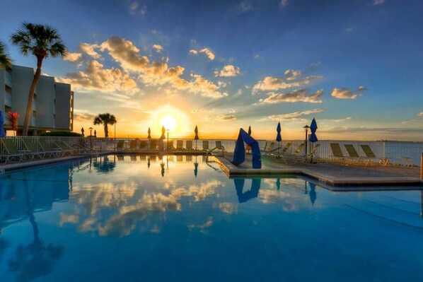 Indoor pool, a heated pool - 2 PM check in-water view from Balcony-Pool (Tampa)