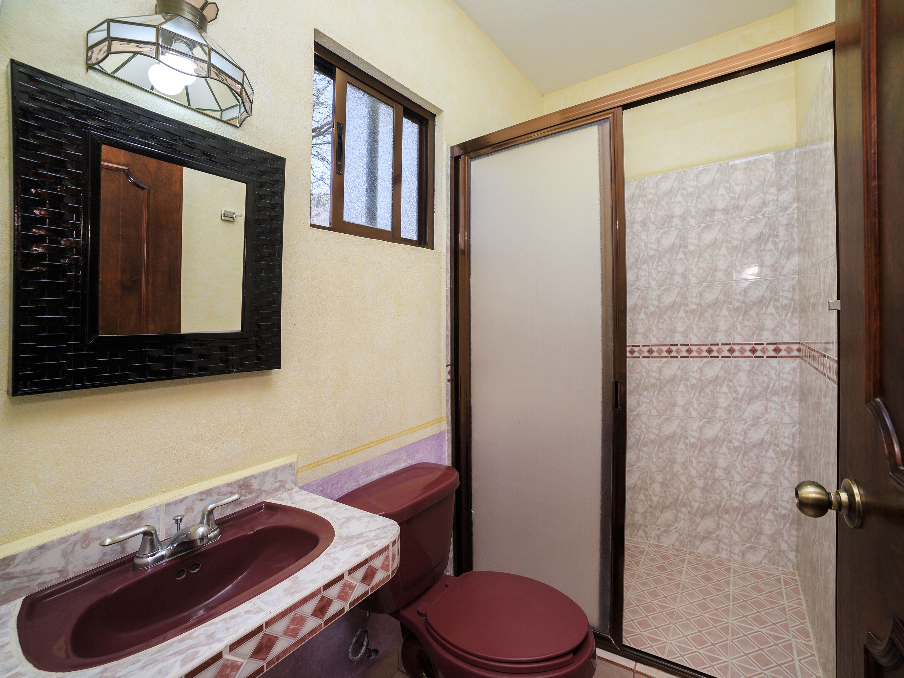 standard room, 2 double beds | bathroom | towels, soap, shampoo, toilet paper