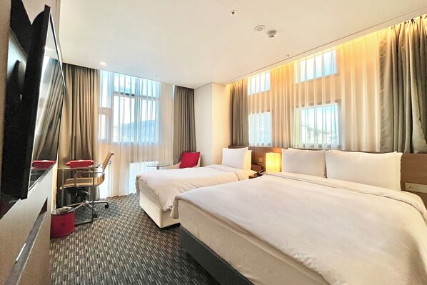 Premium Room, Multiple Beds, Non Smoking | In-room safe, desk, laptop workspace, free WiFi