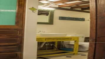 Shower, free toiletries, towels