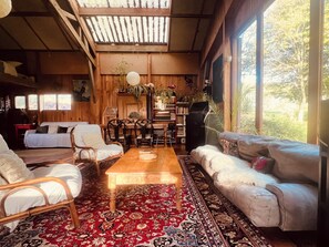 Fireplace, books