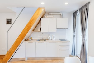 Apartma , balkony, montain view, A3 | Private kitchen | Fridge, dishwasher, electric kettle, highchair