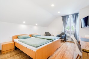 Studio, Balcony, Mountain View (A4) | Living area | Flat-screen TV, heated floors - Apartmaji Skok (Bovec)