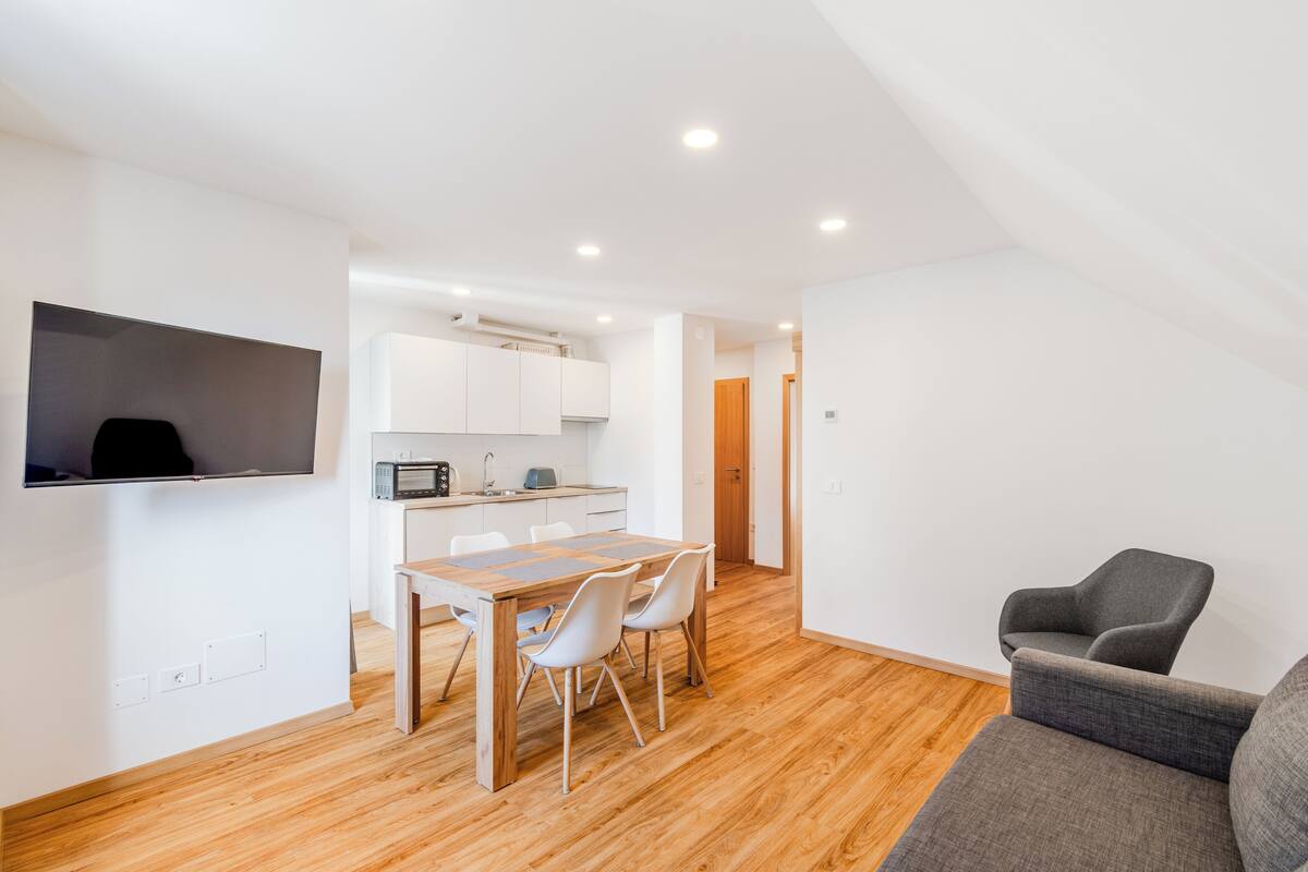 Apartment, Balcony, Mountain View (A2) | Living area | Flat-screen TV, heated floors