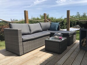 Hytte, spabadekar (Shepherds Hut) | Terrasse/patio