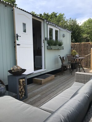 Cabin, Hot Tub (Shepherds Hut) | Terrace/patio - Stud Farm (Lymington)