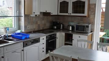 Condo, Ground Floor | Private kitchen | Full-size fridge, microwave, oven, stovetop