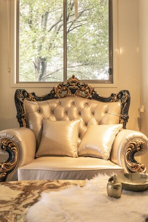 Shakespearean Inspired Camelot Tower | Living area | Flat-screen TV