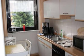 Apartment (Schmidt) | Eigene Küche | Kühlschrank, Mikrowelle, Ofen, Herdplatte