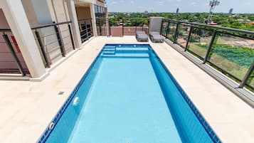 Outdoor pool, pool loungers