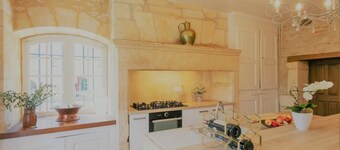 Castle perched 25m above the river, swimming pool & park, stove option