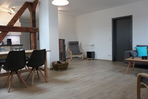 Apartment, 2 Bedrooms, Sauna | Living area | Flat-screen TV, fireplace - Ferienwohnung Scheune (Lübbenau/Spreewald)
