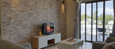 TV, DVD player, books