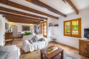 Una televisión, una chimenea, libros, un reproductor estéreo