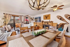 House, Multiple Beds, Hot Tub, Mountain View (1411) | Living area | Fireplace - Inn Between Pines#1411 (Big Bear Lake)