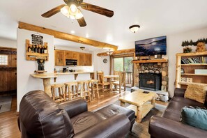 House, Multiple Beds, Hot Tub, Mountain View (1494) | Living area | Fireplace - Living LOG Cabin #1494 (Big Bear City)