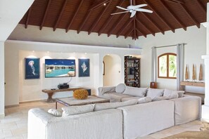 Smart TV, DVD player, books, stereo