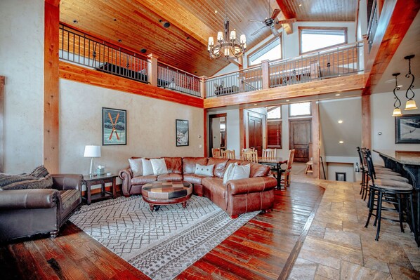 Smart TV, fireplace, DVD player, foosball