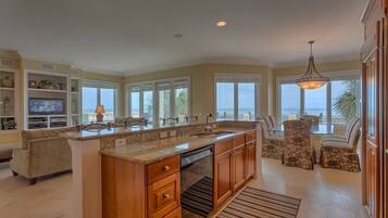 Fridge, microwave, stovetop, dishwasher