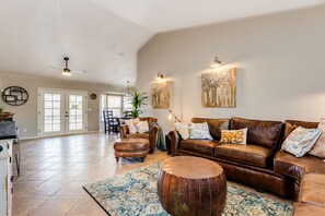 Smart TV, fireplace, video games