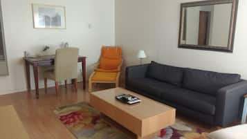 Televisión, reproductor de DVD, libros y videoteca