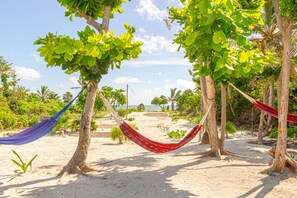 On the beach, sun-loungers, beach towels - 3 bedroom - Private Ocean Front House (San Pedro)