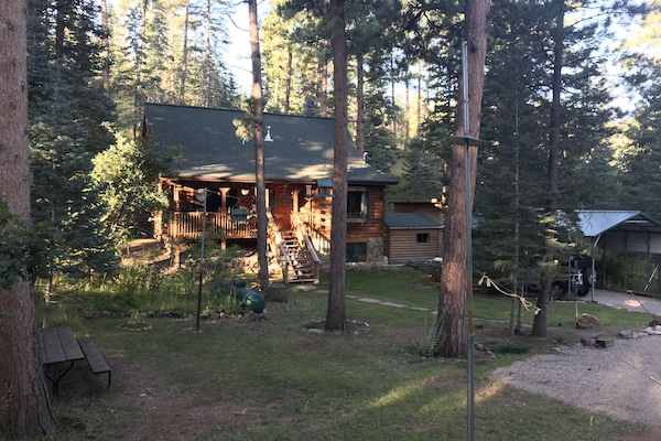 Cabin view with oversized covered parking