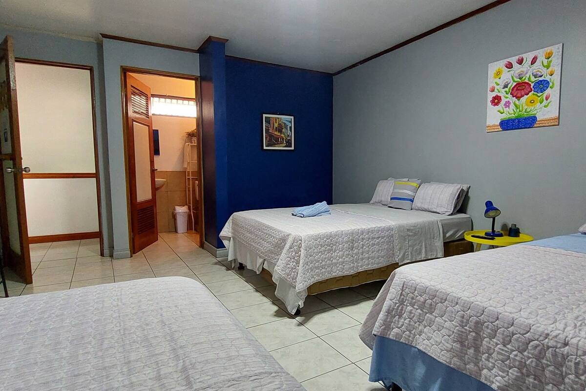 Family Room | Premium bedding, down duvets, blackout curtains, iron/ironing board