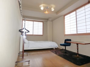 Desk, free WiFi, bed sheets